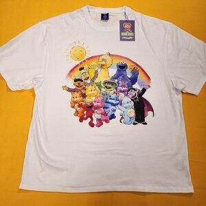 Cakeworthy Care Bears x Sesame Street Drop Sleeve Tee Shirt Unisex Medium NEW
